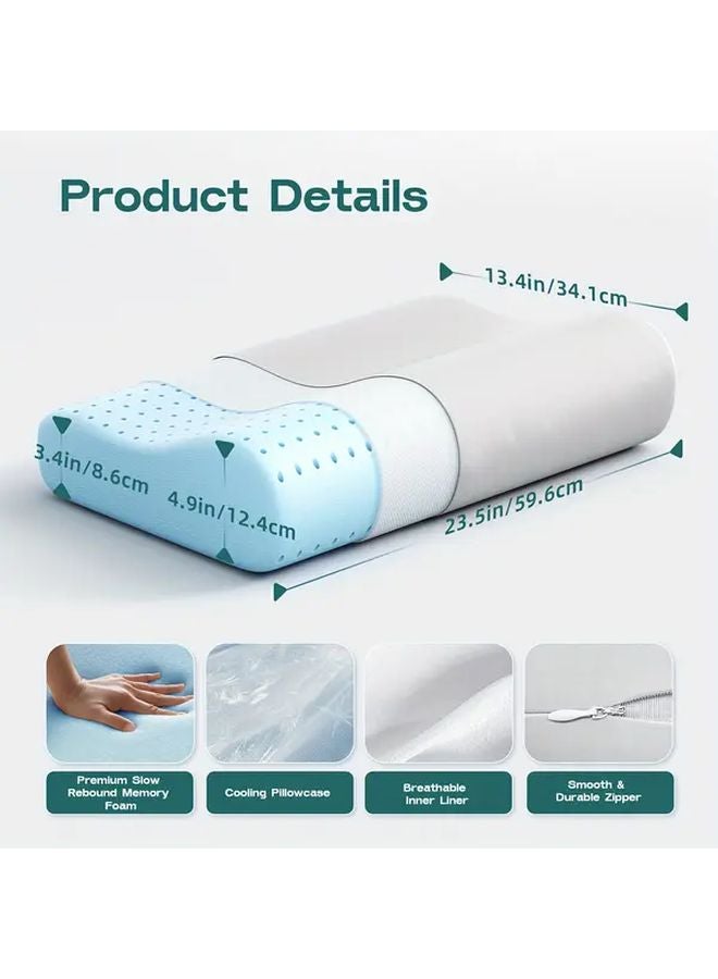 Misty Blue Ergonomic Neck Pillow for Side Back Stomach Sleepers Cervical Support Bed Pillow - Image 3